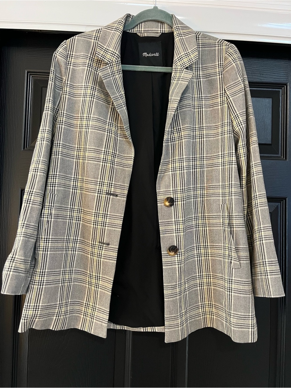 Madewell Grey and Yellow Plaid Blazer Jacket